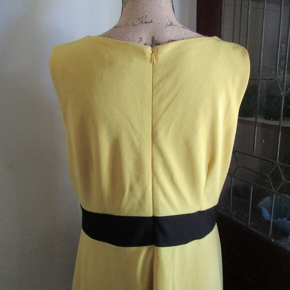 New York & Company Yellow Colorblock Fit & Flare Midi Dress Size L Pastel Retro - Picture 6 of 17